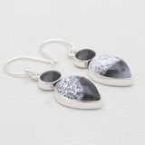 Dendritic Opal & Black Onyx Silver Earrings