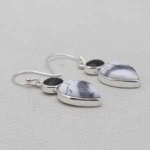 Dendritic Opal & Black Onyx Silver Earrings