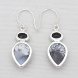 Dendritic Opal & Black Onyx Silver Earrings