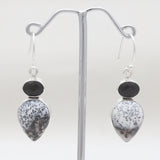Dendritic Opal & Black Onyx Silver Earrings