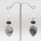 Dendritic Opal & Black Onyx Silver Earrings