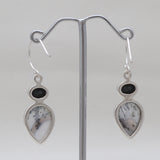 Dendritic Opal & Black Onyx Silver Earrings