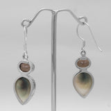 Shiva Eye Shell & Smoky Quartz Silver Earrings