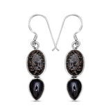 Utah Agate & Black Star Silver Earrings