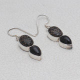 Utah Agate & Black Star Silver Earrings