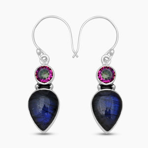Rainbow Moonstone Silver Earrings