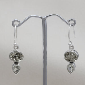 925 Silver Pyrite Druzy Earrings