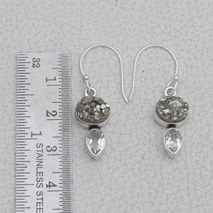 925 Silver Pyrite Druzy Earrings