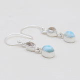 Larimar & Herkimer Quartz Silver Earrings