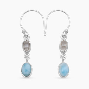 Larimar & Herkimer Quartz Silver Earrings
