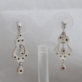 Natural Garnet Peridot Silver Earrings