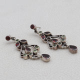 Natural Garnet Peridot Silver Earrings