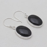Black Onyx Silver Earrings