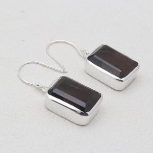 Smoky Quartz Silver Dangle Earrings