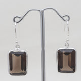 Smoky Quartz Silver Dangle Earrings