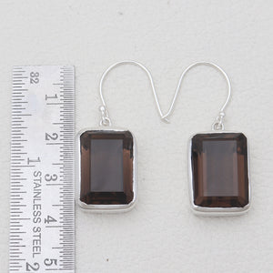 Smoky Quartz Silver Dangle Earrings