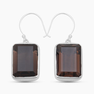 Smoky Quartz Silver Dangle Earrings