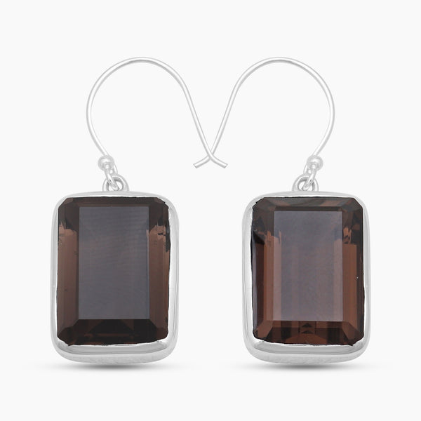 Smoky Quartz Silver Dangle Earrings
