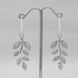 Blue Iolite Gemstone Silver Leaf Earrings