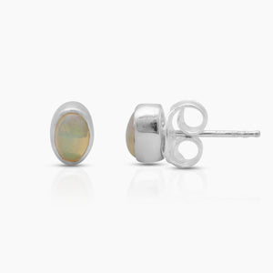 Ethiopian Opal Stud Silver Earrings