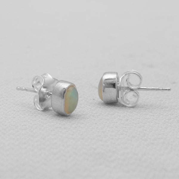 Ethiopian Opal Stud Silver Earrings
