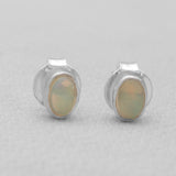 Ethiopian Opal Stud Silver Earrings