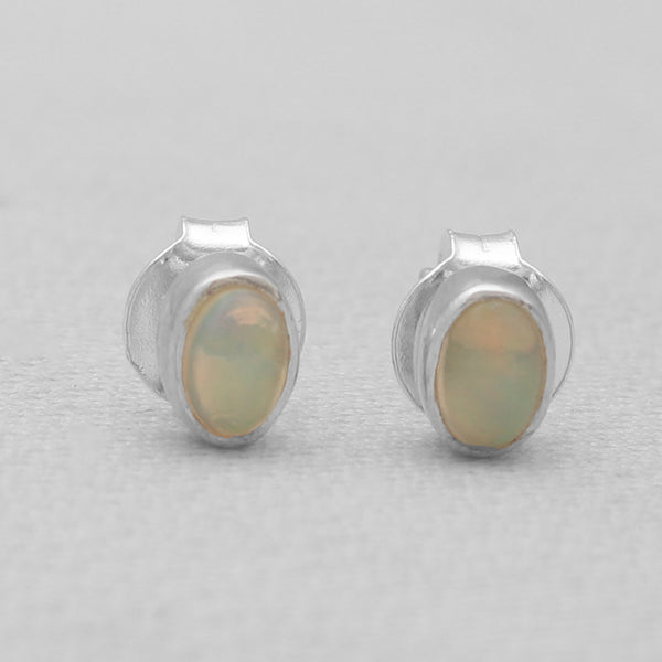Ethiopian Opal Stud Silver Earrings