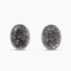 Tourmalated Quartz Silver Stud Earrings