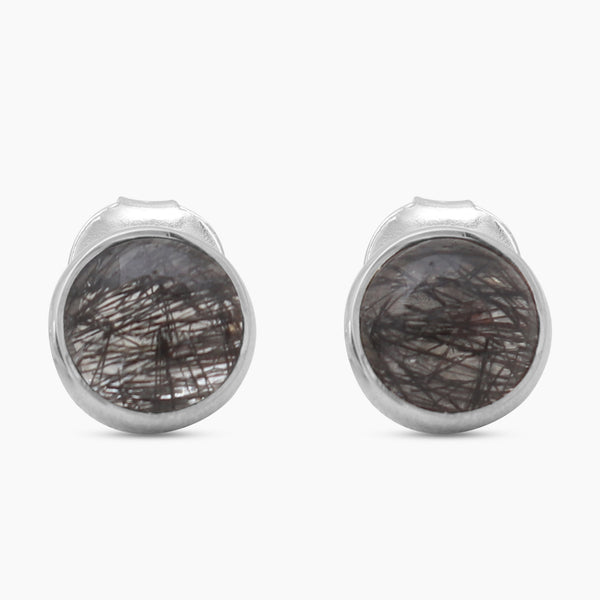 Tourmalated Quartz Silver Stud Earrings