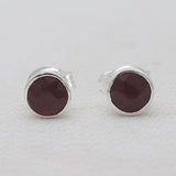 925 Sterling Silver Garnet Stud Earrings