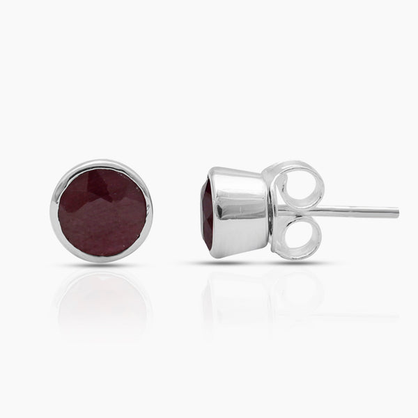 925 Sterling Silver Garnet Stud Earrings