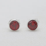 925 Sterling Silver Garnet Stud Earrings
