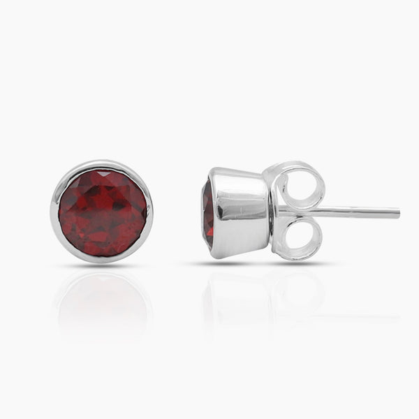 925 Sterling Silver Garnet Stud Earrings