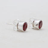 925 Sterling Silver Garnet Stud Earrings