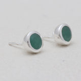 925 Sterling Silver Emerald Stud Earrings