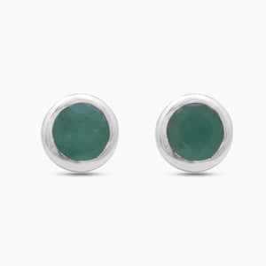 925 Sterling Silver Emerald Stud Earrings