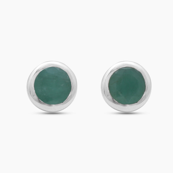 925 Sterling Silver Emerald Stud Earrings