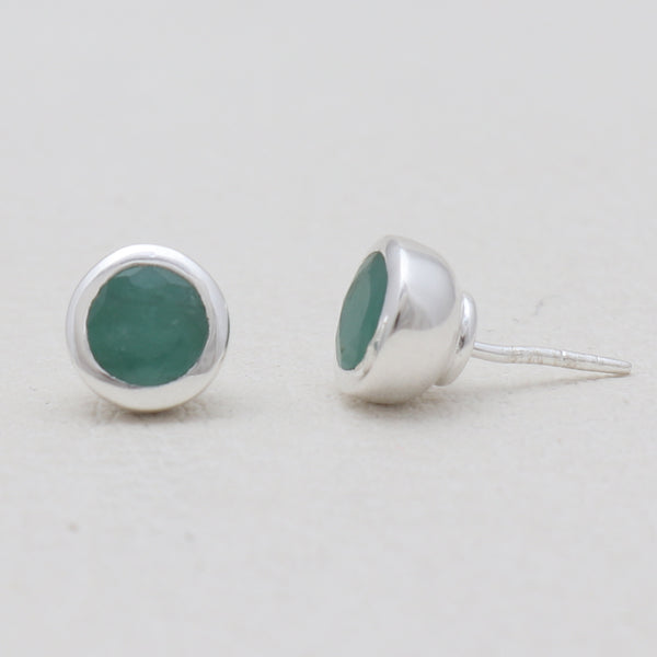 925 Sterling Silver Emerald Stud Earrings