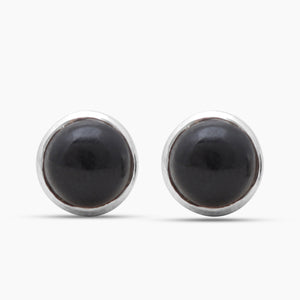 Black Onyx Silver Studs Earrings