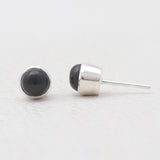 Black Onyx Silver Studs Earrings