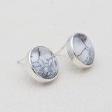 Dendritic Opal Silver Stud Earrings