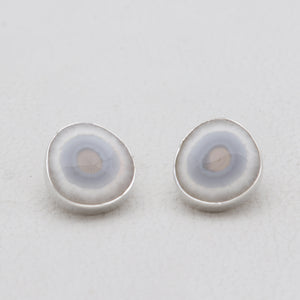 Solar Ice Quartz Silver Stud Earrings