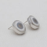 Solar Ice Quartz Silver Stud Earrings