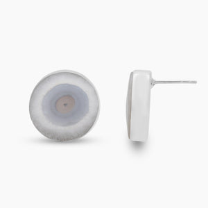 Solar Ice Quartz Silver Stud Earrings