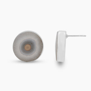 Solar Ice Quartz Silver Stud Earrings