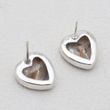Abalone Shell Silver Heart Earrings