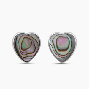 Abalone Shell Silver Heart Earrings
