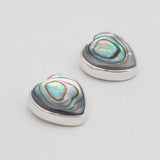 Abalone Shell Silver Heart Earrings