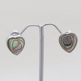 Abalone Shell Silver Heart Earrings