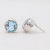 Blue Topaz Silver Stud Earrings
